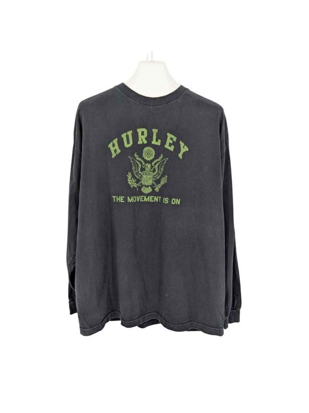 Vtg Hurley Graphic Long Sleeve T Shirt Grunge Distressed Skate Streetwear 2XL